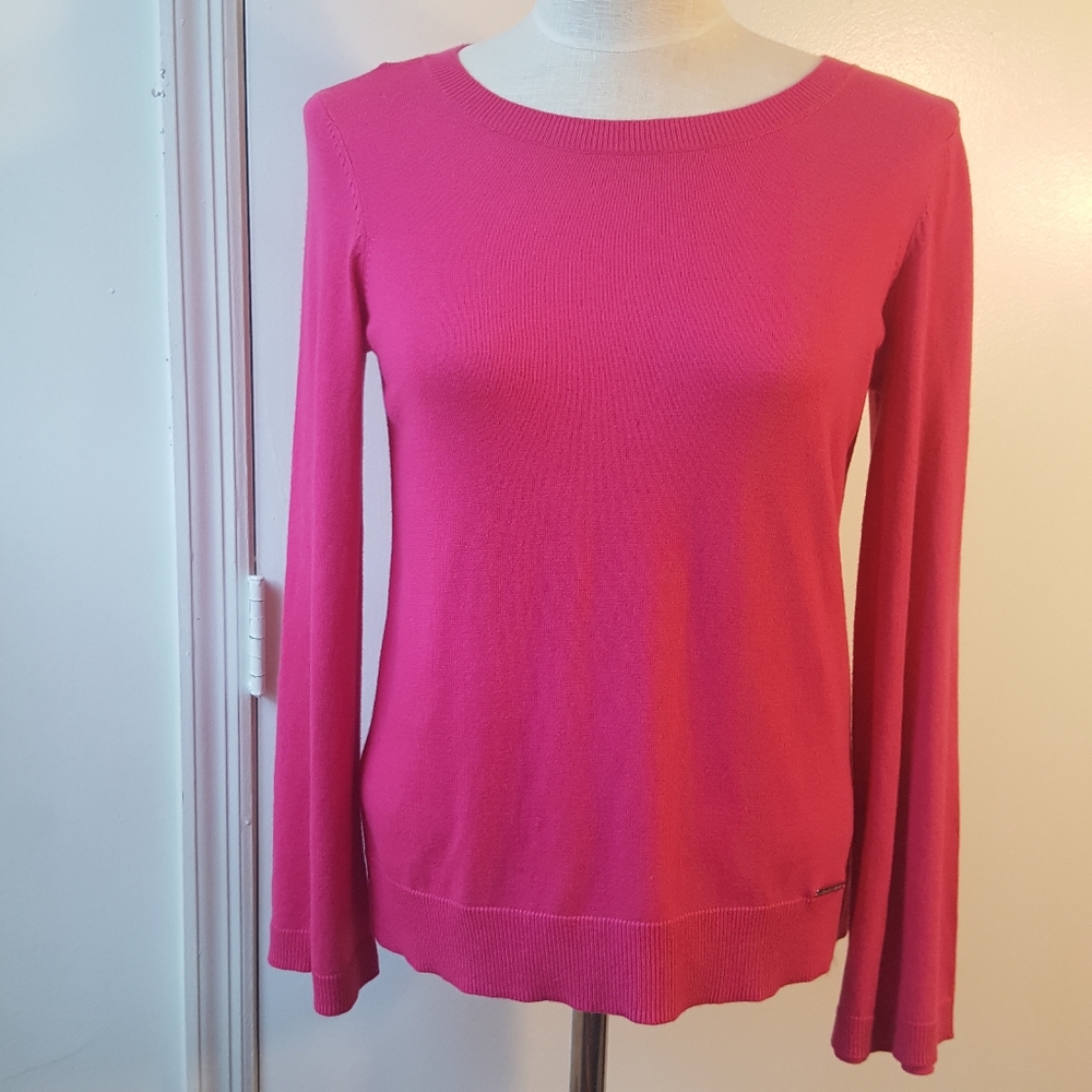 Pink Michael Kors Bell Sleeve Cotton Blend…